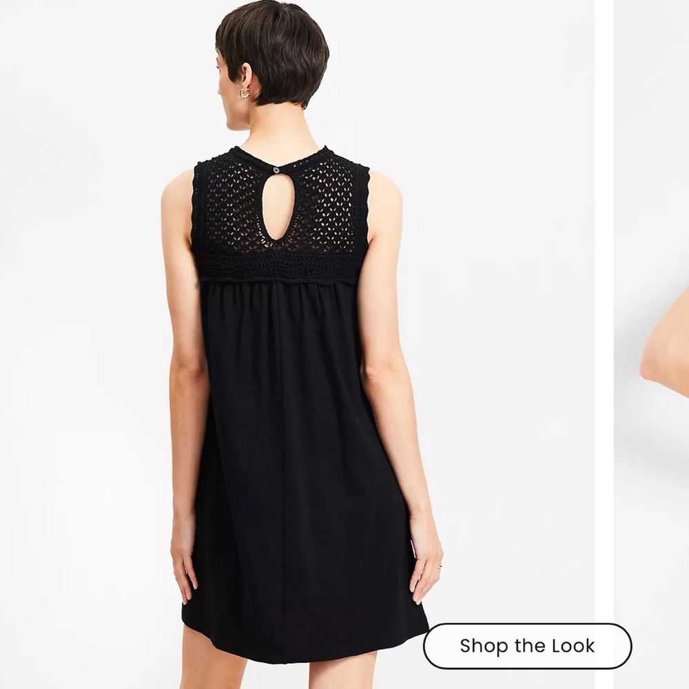 NWT LOFT Crochet Yoke Mini Dress - Picture 3 of 9